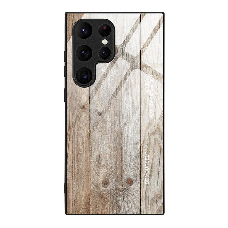 Custodia per telefono in vetro con effetto legno, For Samsung Galaxy S26+ 5G, For Samsung Galaxy S26 Ultra 5G, For Samsung Galaxy S26 5G