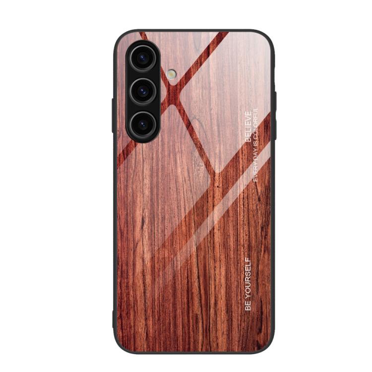 Custodia per telefono in vetro con effetto legno, For Samsung Galaxy S26+ 5G, For Samsung Galaxy S26 Ultra 5G, For Samsung Galaxy S26 5G
