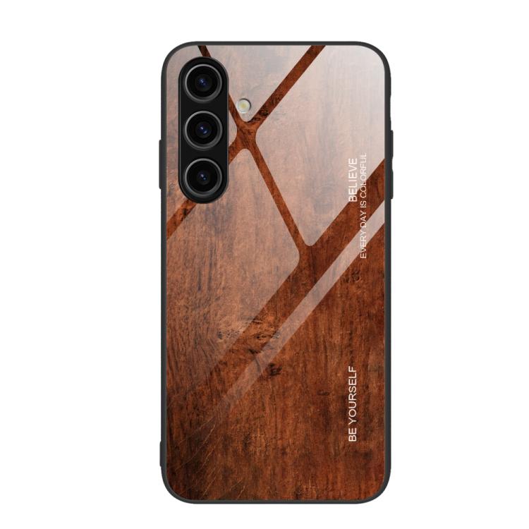 Custodia per telefono in vetro con effetto legno, For Samsung Galaxy S26+ 5G, For Samsung Galaxy S26 Ultra 5G, For Samsung Galaxy S26 5G
