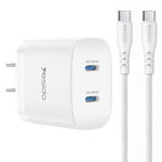 Kit caricabatterie rapido doppio Yesido PD45W Type-C con cavo da Type-C a Type-C, US Plug, EU Plug, UK Plug