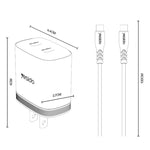 Kit caricabatterie rapido doppio Yesido PD45W Type-C con cavo da Type-C a Type-C, US Plug, EU Plug, UK Plug
