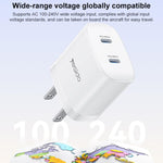 Kit caricabatterie rapido doppio Yesido PD45W Type-C con cavo da Type-C a Type-C, US Plug, EU Plug, UK Plug