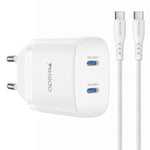 Kit caricabatterie rapido doppio Yesido PD45W Type-C con cavo da Type-C a Type-C, US Plug, EU Plug, UK Plug
