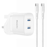 Kit caricabatterie rapido doppio Yesido PD45W Type-C con cavo da Type-C a Type-C, US Plug, EU Plug, UK Plug