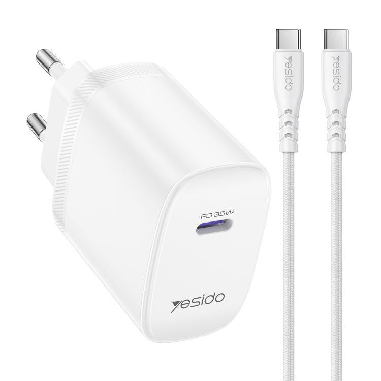 Set di caricabatterie rapido Yesido YC107 PD35W con porta singola USB-C/Type-C e cavo da Type-C a Type-C., YC107
