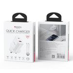 Set di caricabatterie Yesido YC152 con doppia porta USB-C/Type-C da 20 W e USB-A QC18 W, completo di cavo da Type-C a Type-C., YC152