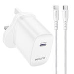 Set caricabatterie rapido Yesido YC153 PD35W a porta singola USB-C/Type-C con cavo da Type-C a Type-C., YC153