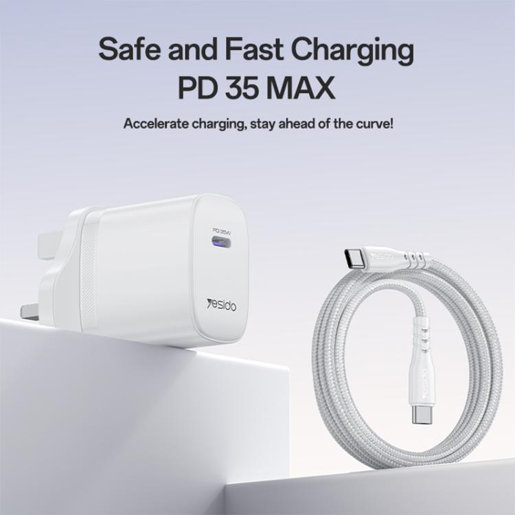 Set caricabatterie rapido Yesido YC153 PD35W a porta singola USB-C/Type-C con cavo da Type-C a Type-C., YC153
