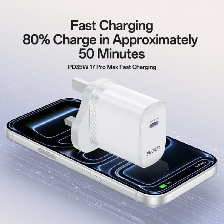 Set caricabatterie rapido Yesido YC153 PD35W a porta singola USB-C/Type-C con cavo da Type-C a Type-C., YC153