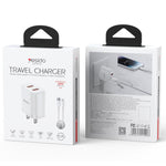 Set caricabatterie Yesido YC17U da 12 W 2,4 A con doppia porta USB e cavo dati da USB a Type-C da 1 m., YC17U