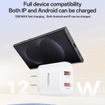 Set caricabatterie Yesido YC17U da 12 W 2,4 A con doppia porta USB e cavo dati da USB a Type-C da 1 m., YC17U