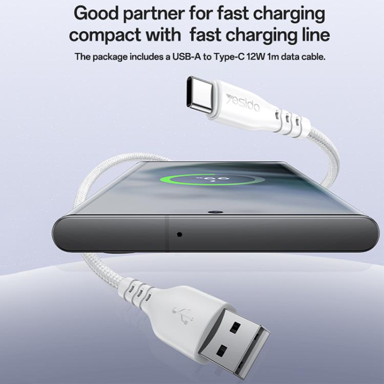 Set caricabatterie Yesido YC17U da 12 W 2,4 A con doppia porta USB e cavo dati da USB a Type-C da 1 m., YC17U