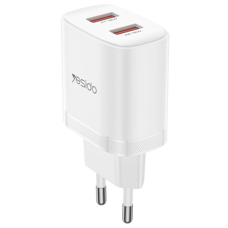 Set caricabatterie Yesido YC104 da 12 W 2,4 A con doppia porta USB e cavo dati da USB a Type-C da 1 m., YC104