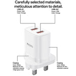 Set caricabatterie Yesido YC150 da 12 W 2,4 A con doppia porta USB e cavo dati da USB a Type-C da 1 m., YC150