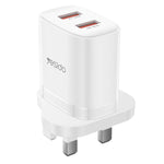 Set caricabatterie Yesido YC150 da 12 W 2,4 A con doppia porta USB e cavo dati da USB a Type-C da 1 m., YC150