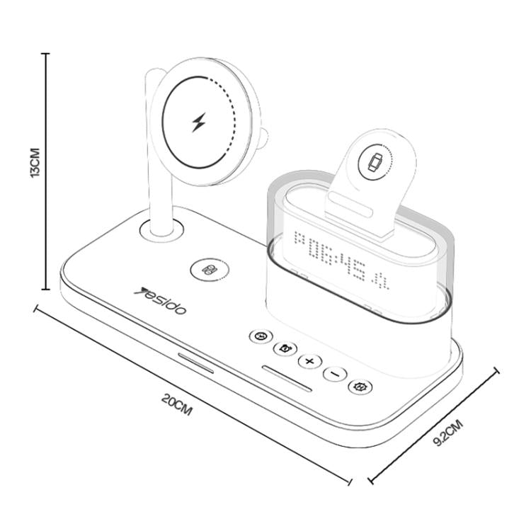 Stazione di ricarica wireless magnetica multifunzione 6 in 1 Yesido DS37 da 25 W, DS37