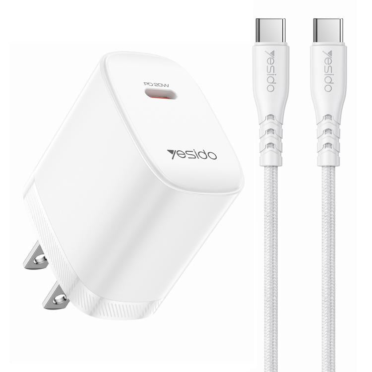 Set caricabatterie Yesido YC18U PD20W Type-C con cavo dati da Type-C a Type-C da 1 m, YC18U