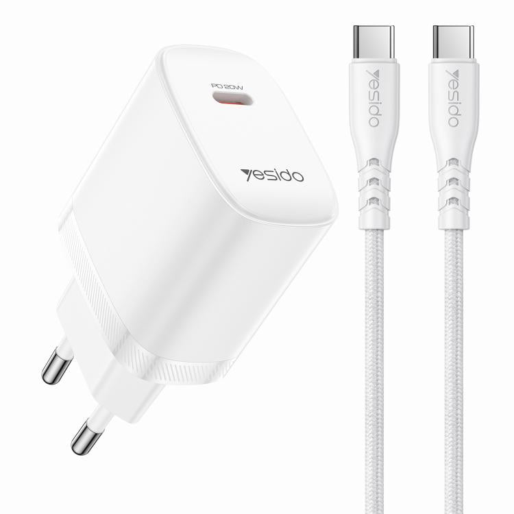 Set caricabatterie Yesido YC105 PD20W con connettore Type-C e cavo dati da 1 m da Type-C a Type-C., YC105