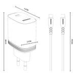 Set caricabatterie Yesido YC105 PD20W con connettore Type-C e cavo dati da 1 m da Type-C a Type-C., YC105