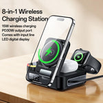 Stazione di ricarica wireless magnetica Yesido DS38 da 65 W 8 in 1 con cavo telescopico, DS38