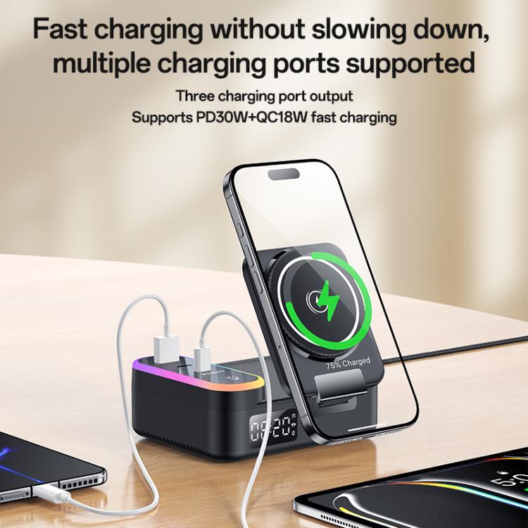 Stazione di ricarica wireless magnetica Yesido DS38 da 65 W 8 in 1 con cavo telescopico, DS38