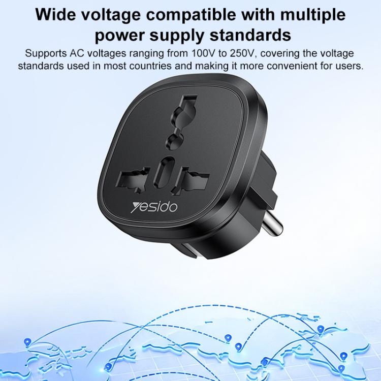Yesido MC44 EU Plug Converter Travel Universal Adapter, MC44
