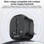 Adattatore universale da viaggio Yesido MC43 con spina UK., MC43