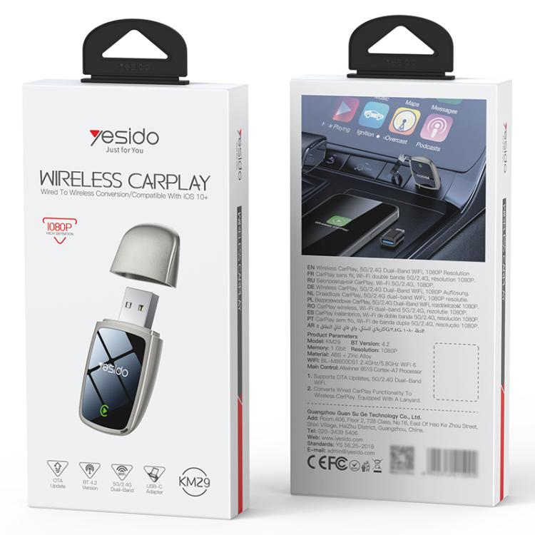 Convertitore wireless CarPlay Yesido KM29 da cablato