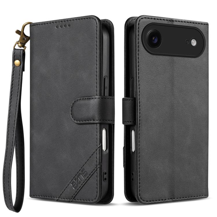 Portafoglio a tre carte AZNS serie A2 con protezione RFID e custodia per telefono in pelle vegana con cinturino., For iPhone Air, For iPhone 16 Pro Max, For iPhone 16 Pro, For iPhone 16 Plus