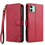 Portafoglio a tre carte AZNS serie A2 con protezione RFID e custodia per telefono in pelle vegana con cinturino., For iPhone 11, For iPhone 11 Pro