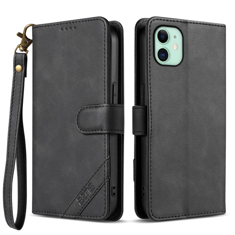 Portafoglio a tre carte AZNS serie A2 con protezione RFID e custodia per telefono in pelle vegana con cinturino., For iPhone 11, For iPhone 11 Pro