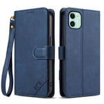 Portafoglio a tre carte AZNS serie A2 con protezione RFID e custodia per telefono in pelle vegana con cinturino., For iPhone 11, For iPhone 11 Pro