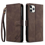 Portafoglio a tre carte AZNS serie A2 con protezione RFID e custodia per telefono in pelle vegana con cinturino., For iPhone 11, For iPhone 11 Pro