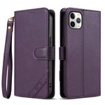 Portafoglio a tre carte AZNS serie A2 con protezione RFID e custodia per telefono in pelle vegana con cinturino., For iPhone 11, For iPhone 11 Pro