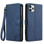 Portafoglio a tre carte AZNS serie A2 con protezione RFID e custodia per telefono in pelle vegana con cinturino., For iPhone 11, For iPhone 11 Pro