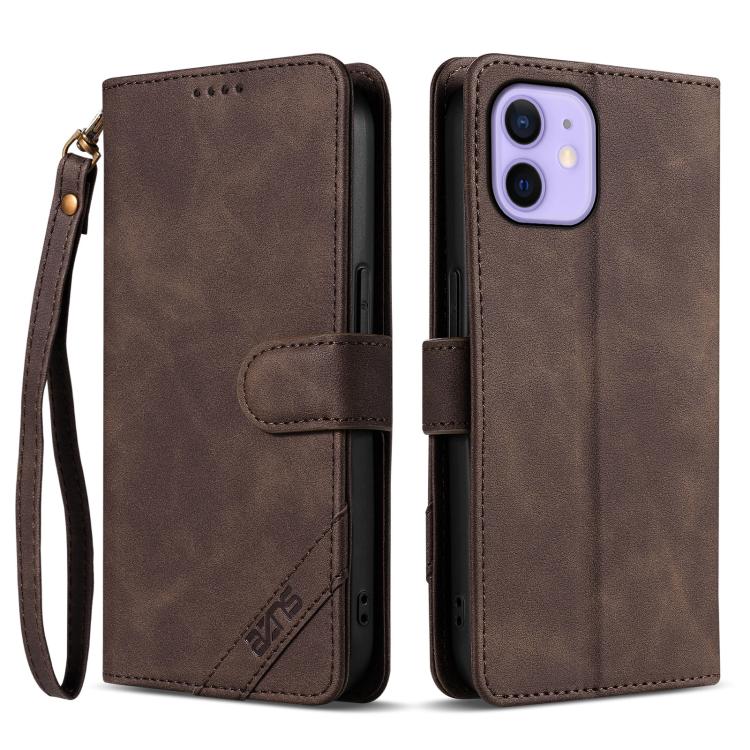 Portafoglio a tre carte AZNS serie A2 con protezione RFID e custodia per telefono in pelle vegana con cinturino., For iPhone 12, For iPhone 12 Pro Max, For iPhone 12 Pro, For iPhone 11 Pro Max