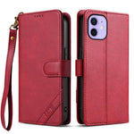 Portafoglio a tre carte AZNS serie A2 con protezione RFID e custodia per telefono in pelle vegana con cinturino., For iPhone 12, For iPhone 12 Pro Max, For iPhone 12 Pro, For iPhone 11 Pro Max