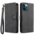 Portafoglio a tre carte AZNS serie A2 con protezione RFID e custodia per telefono in pelle vegana con cinturino., For iPhone 11, For iPhone 11 Pro