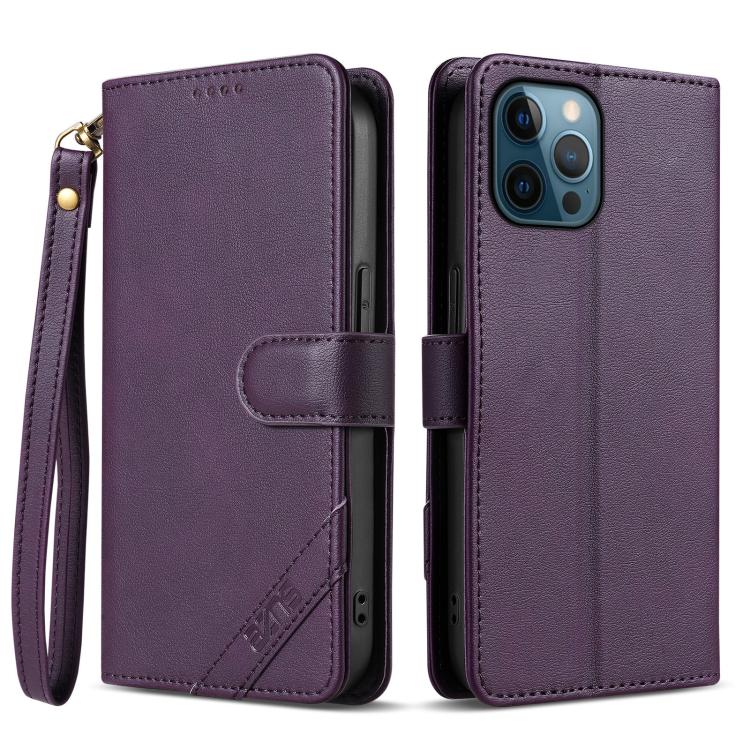 Portafoglio a tre carte AZNS serie A2 con protezione RFID e custodia per telefono in pelle vegana con cinturino., For iPhone 12, For iPhone 12 Pro Max, For iPhone 12 Pro, For iPhone 11 Pro Max