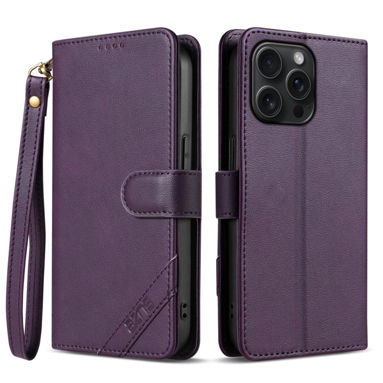 Portafoglio a tre carte AZNS serie A2 con protezione RFID e custodia per telefono in pelle vegana con cinturino., For iPhone 12, For iPhone 12 Pro Max, For iPhone 12 Pro, For iPhone 11 Pro Max