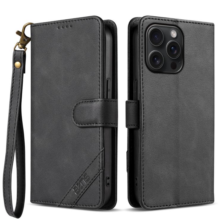 Portafoglio a tre carte AZNS serie A2 con protezione RFID e custodia per telefono in pelle vegana con cinturino., For iPhone 12, For iPhone 12 Pro Max, For iPhone 12 Pro, For iPhone 11 Pro Max