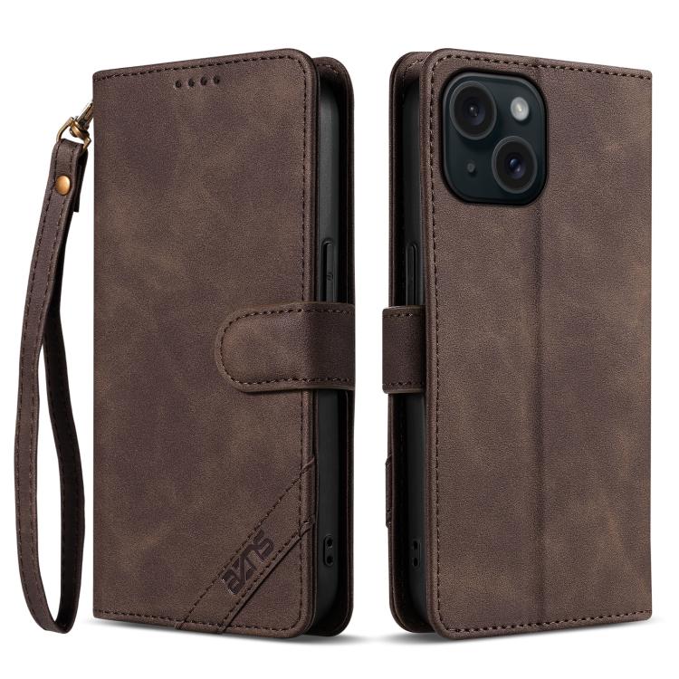 Portafoglio a tre carte AZNS serie A2 con protezione RFID e custodia per telefono in pelle vegana con cinturino., For iPhone 15, For iPhone 14 Plus, For iPhone 14, For iPhone 14 Pro