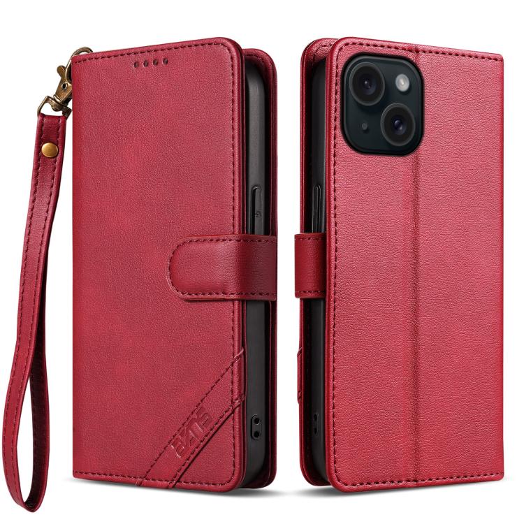 Portafoglio a tre carte AZNS serie A2 con protezione RFID e custodia per telefono in pelle vegana con cinturino., For iPhone 15, For iPhone 14 Plus, For iPhone 14, For iPhone 14 Pro