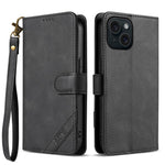 Portafoglio a tre carte AZNS serie A2 con protezione RFID e custodia per telefono in pelle vegana con cinturino., For iPhone 15, For iPhone 14 Plus, For iPhone 14, For iPhone 14 Pro