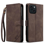 Portafoglio a tre carte AZNS serie A2 con protezione RFID e custodia per telefono in pelle vegana con cinturino., For iPhone 15, For iPhone 14 Plus, For iPhone 14, For iPhone 14 Pro