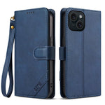 Portafoglio a tre carte AZNS serie A2 con protezione RFID e custodia per telefono in pelle vegana con cinturino., For iPhone 15, For iPhone 14 Plus, For iPhone 14, For iPhone 14 Pro