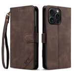 Portafoglio a tre carte AZNS serie A2 con protezione RFID e custodia per telefono in pelle vegana con cinturino., For iPhone 15, For iPhone 14 Plus, For iPhone 14, For iPhone 14 Pro