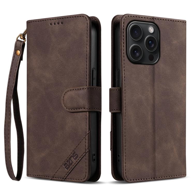 Portafoglio a tre carte AZNS serie A2 con protezione RFID e custodia per telefono in pelle vegana con cinturino., For iPhone 16, For iPhone 15 Pro Max, For iPhone 15 Pro, For iPhone 15 Plus