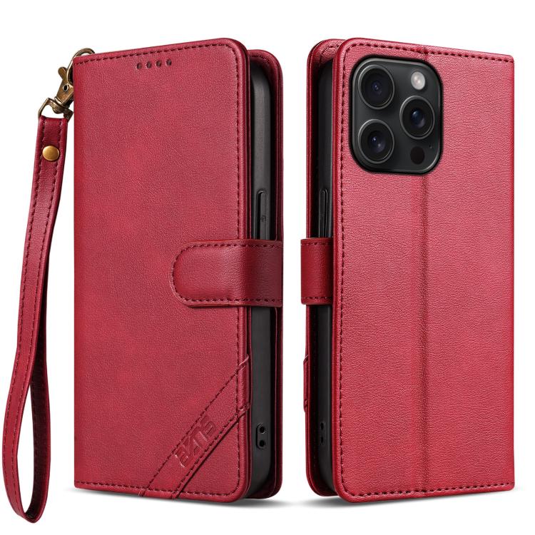 Portafoglio a tre carte AZNS serie A2 con protezione RFID e custodia per telefono in pelle vegana con cinturino., For iPhone 16, For iPhone 15 Pro Max, For iPhone 15 Pro, For iPhone 15 Plus