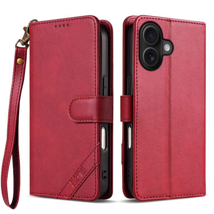 Portafoglio a tre carte AZNS serie A2 con protezione RFID e custodia per telefono in pelle vegana con cinturino., For iPhone 16, For iPhone 15 Pro Max, For iPhone 15 Pro, For iPhone 15 Plus